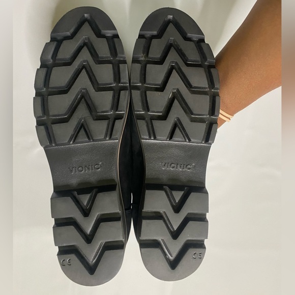 Vionic Teagan Lace Up Lug Sole Loafer Nubuck Leather Comfort Black 9.5 - Picture 9 of 14